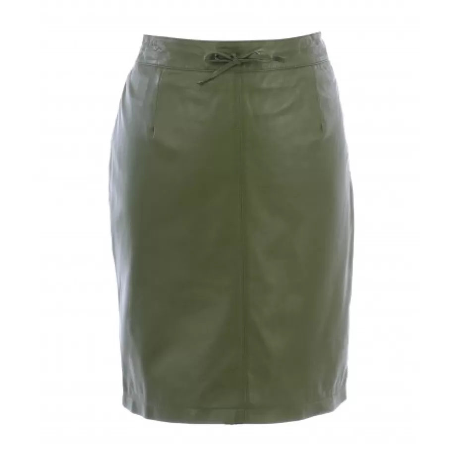 OAKWOOD Celia Bronze - Jupe Droite Taille Haute En Cuir Veritable Cheap