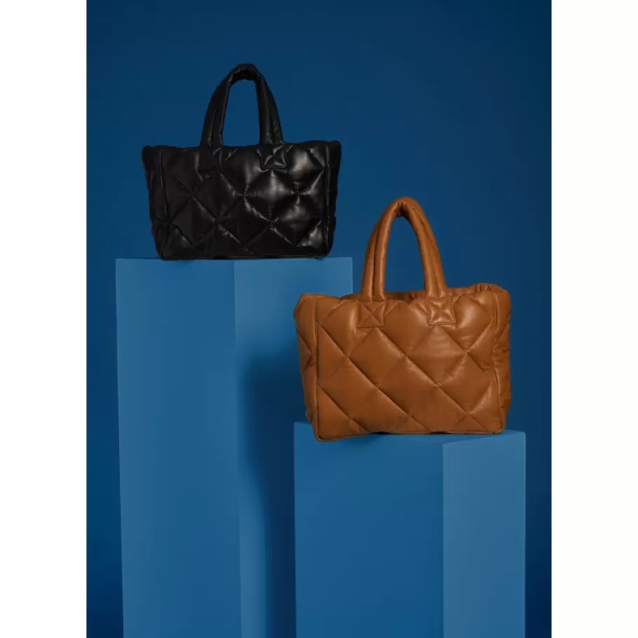 OAKWOOD Except Jaune Fonce - Petit Sac Cabas En Cuir Veritable Matelasse Best Sale