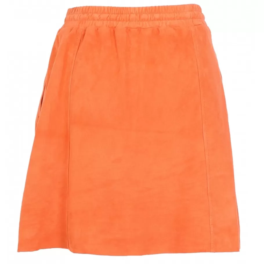 OAKWOOD Nina Corail - Jupe Courte En Cuir Veritable De Chevre Velours Flash Sale
