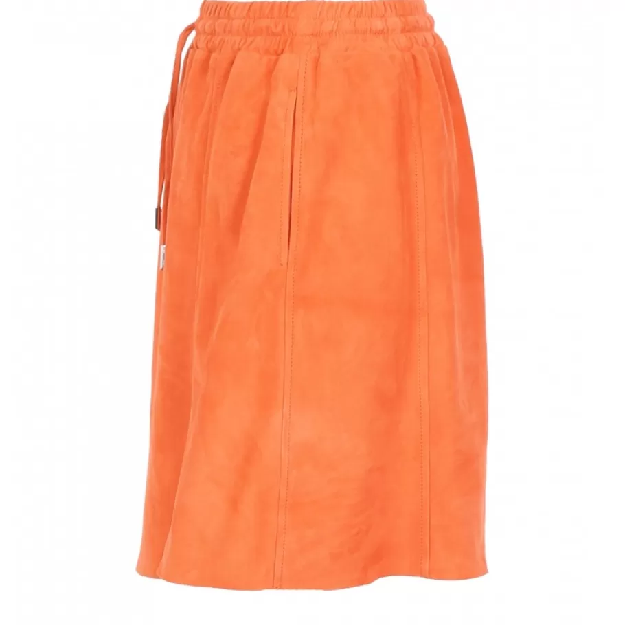 OAKWOOD Nina Corail - Jupe Courte En Cuir Veritable De Chevre Velours Flash Sale