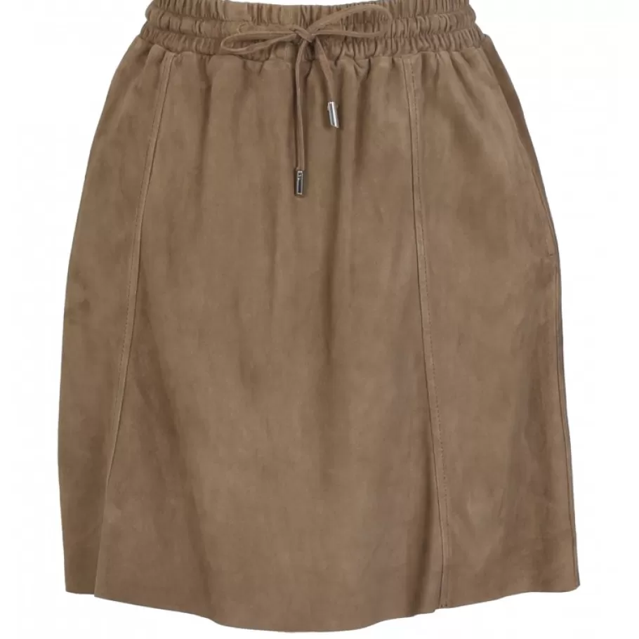 OAKWOOD Nina Marron Clair - Jupe Courte En Cuir Veritable De Chevre Velours Sale