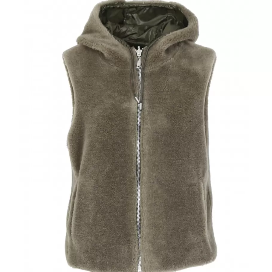 OAKWOOD Smiley Vert Pale - Gilet Sans Manche En Fausse Fourrure 100% Laine / Nylon Outlet