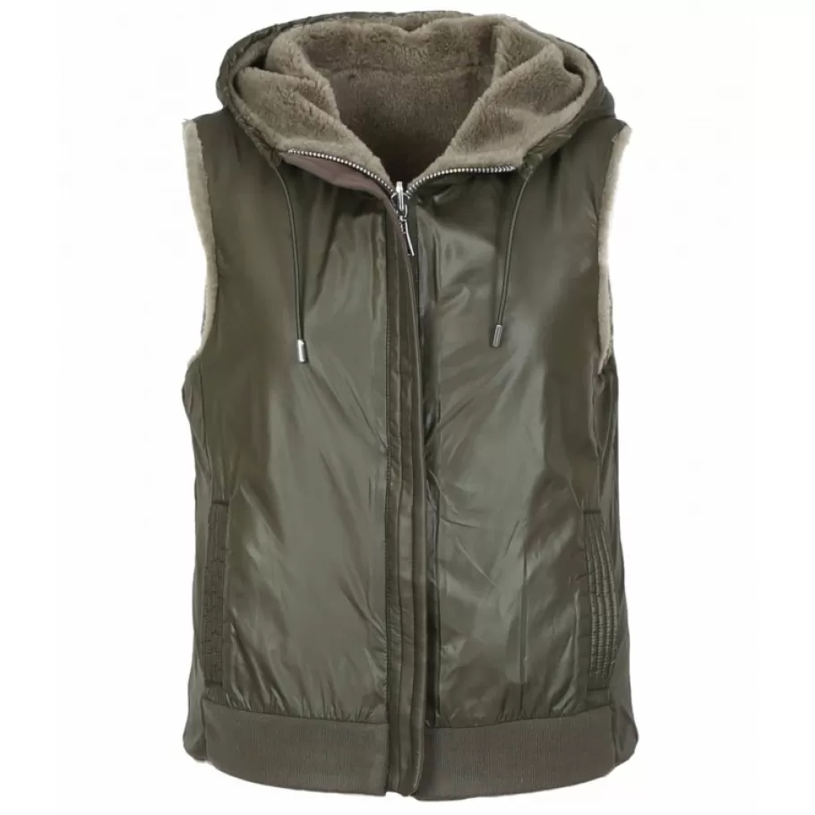 OAKWOOD Smiley Vert Pale - Gilet Sans Manche En Fausse Fourrure 100% Laine / Nylon Outlet