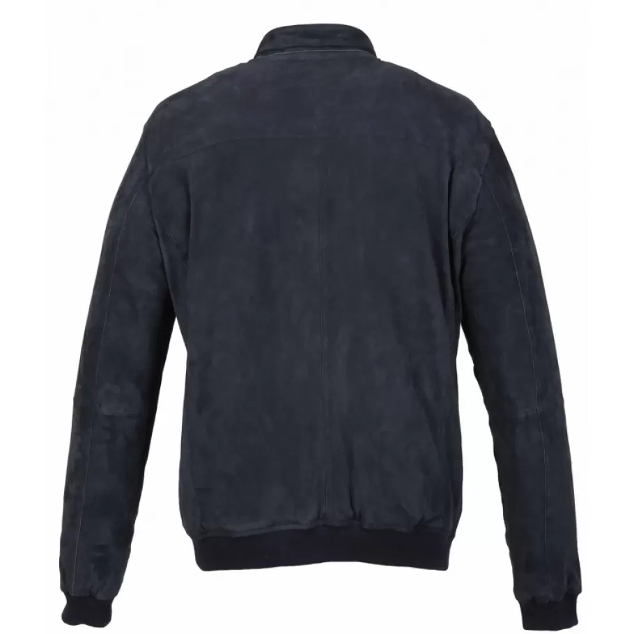 OAKWOOD Supporter Bleu Marine - Blouson En Cuir Veritable De Chevre Velours New