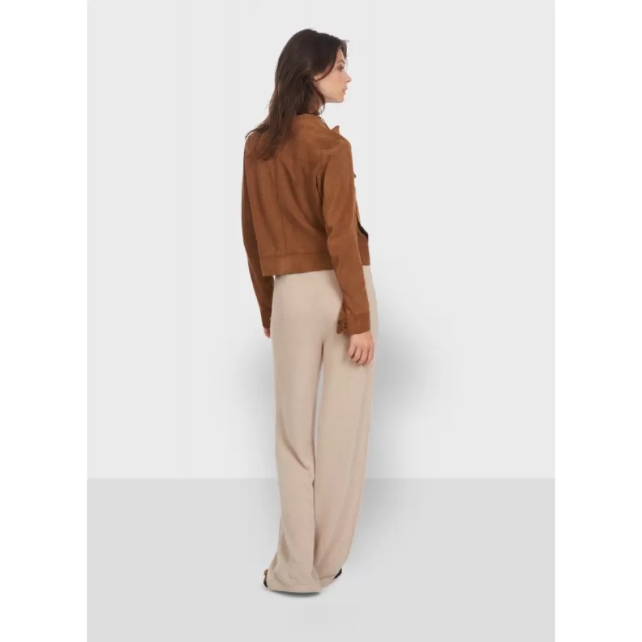 OAKWOOD Taste Tobacco - Veste Courte En Cuir Veritable De Chevre Velours Fashion